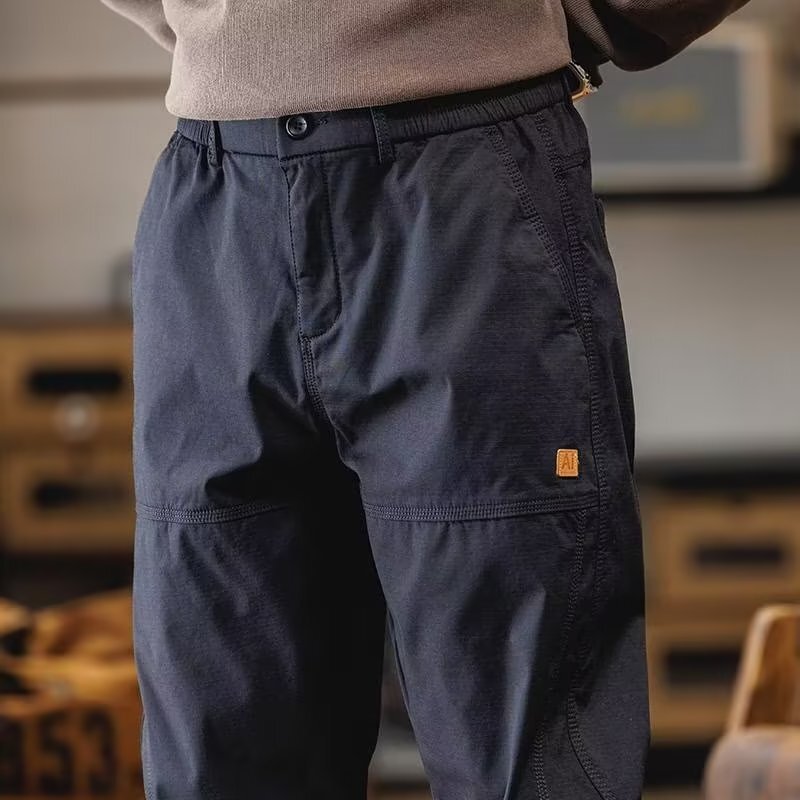 Men's Casual Pants Spring Autumn Multi Pocket Cargo Pants Large Size Loose Elastic Waist Bunched Feet Trousers Outdoor Overalls