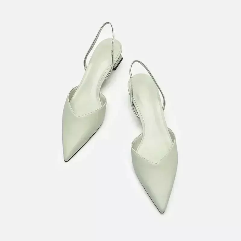 Zapatos de tacón alto con tira trasera para mujer, sandalias sin cordones profesionales de Color sólido para oficina, a la moda, superventas, novedad de 2024