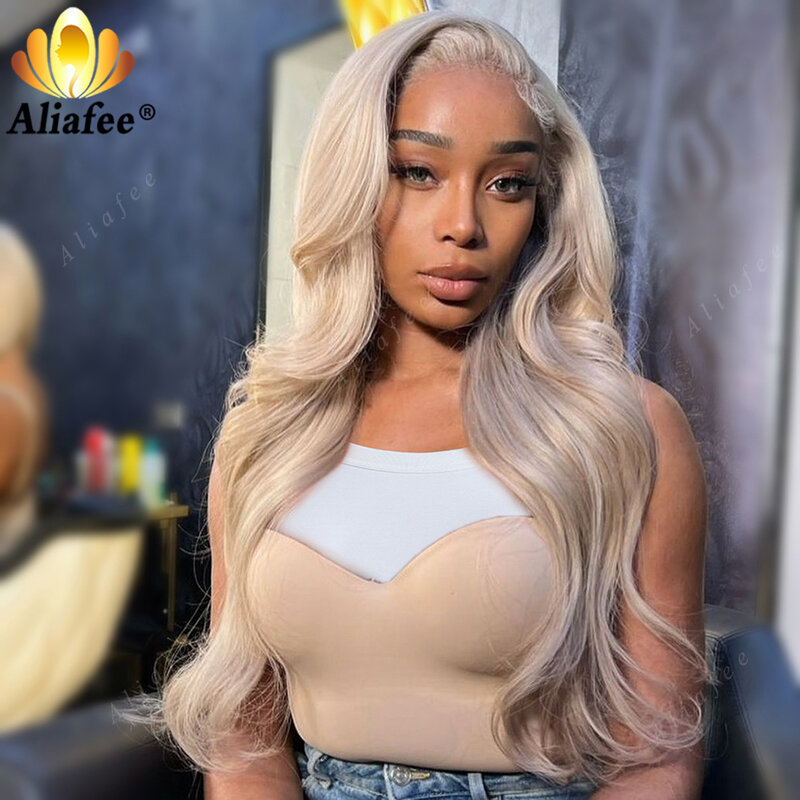 Ash Gray Blonde 13X6 Hd Lace Frontal Human Hair Wigs Body Wave Wigs Ash Gray Preplucked 13X4 Lace Front Human Hair Wig for Women