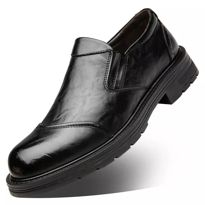 Casual Leather Platform Shoes for Men Spring Autumn New Designer Men's Dress Shoes Solid Color Loafers Male