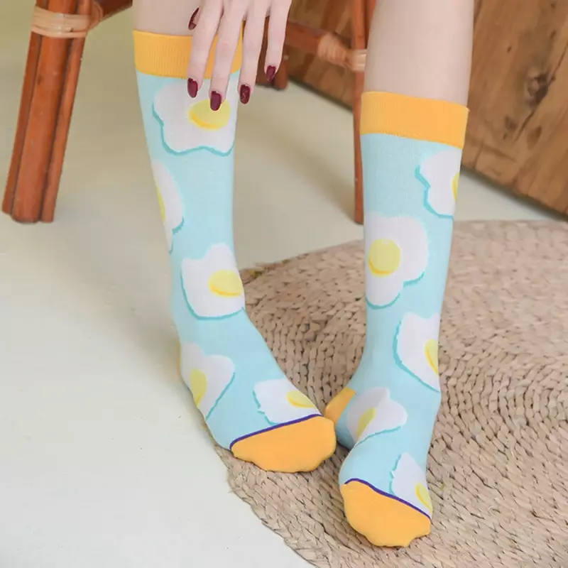 2024 female autumn and winter models straight socks ice cream biscuit food cartoon cotton long tube cotton socks straight socks