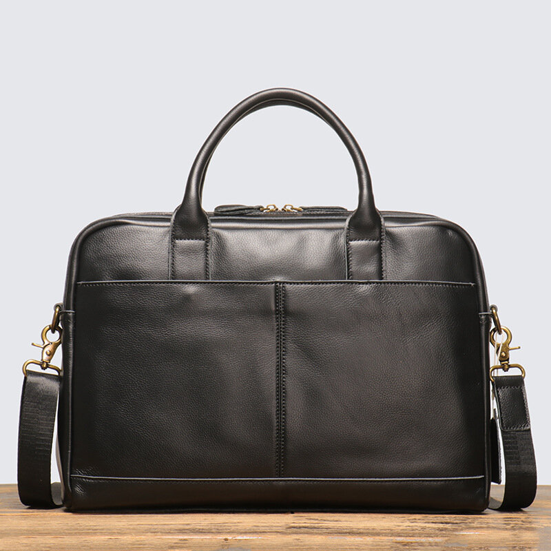 Leathfocus Genuine Leather Briefcases Laptop Messenger Bags for Men Vintage Business Work Bag Handbag Lightweight Satchel Bag
