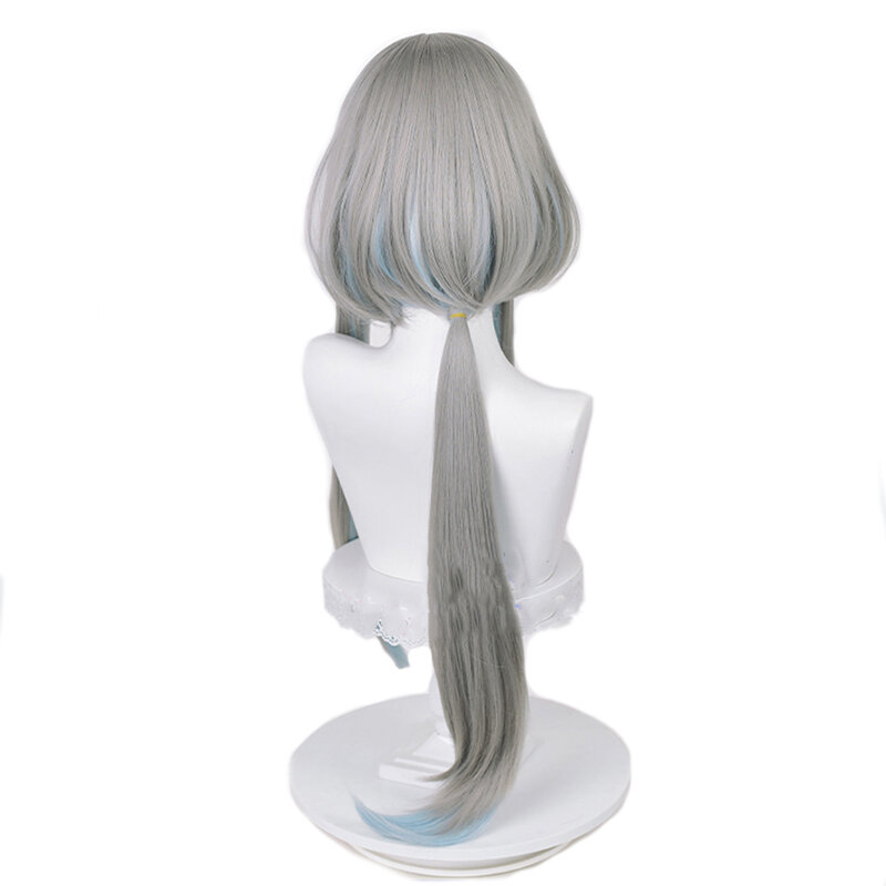 L-correo electrónico Peluca de cabello sintético Genshin Impact Guizhong Cosplay peluca Genshin Impact Cosplay 90cm de largo peluca gris pelucas resistentes al calor