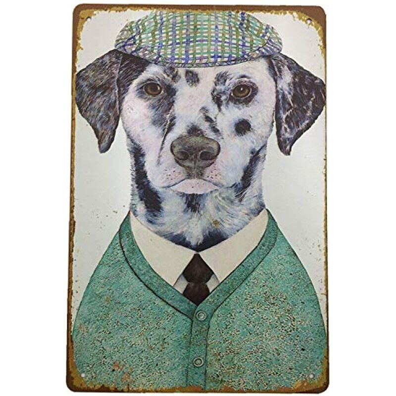 Ciekawe zwierzęta metalowe znak blaszany dżentelmen pies plakat Retro Classroom Farmhouse prezenty dla miłośników psów plakat malarstwo