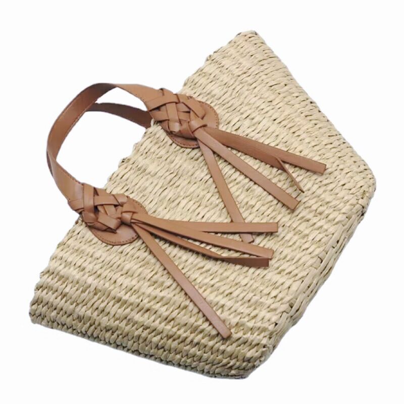 Bolso de mano tejido de paja de diseño de lujo para mujer, bolsos casuales de gran capacidad, bolsos de hombro de playa de moda, compras de estilo Simple