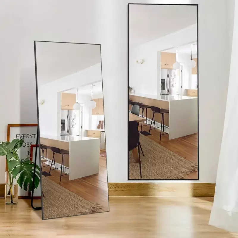 Cermin panjang penuh, desain Modern berdiri cermin lantai, cermin badan penuh untuk ruang tamu, Kamar tidur, kamar mandi, ruang ganti, lorong