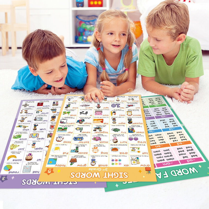 어린이 220 조준기 단어 및 단어 가족 학습 포스터, 유치원 교육 보조, A3 교실 장식, 6 포스터