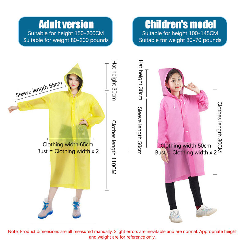 Eva Non Disposable Raincoat Long Full Body Transparent Thickened Strap Mouth Adult Tourism Raincoat