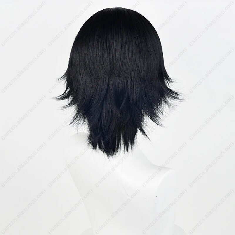 애니메이션 크로롤로 루실퍼 코스프레 가발, 검정색 짧은 가발, 내열성 합성 모발, 30cm