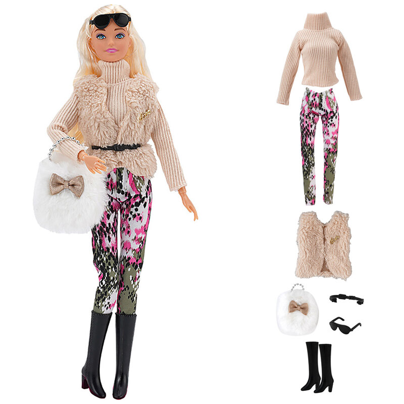 Nk-barbie人形の服,ファッショナブルなコート,冬の服,パーティーの衣装,公式の新しいスタイル,人形のセーター,1:6