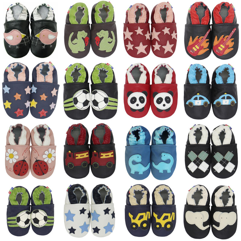 Carozoo-Chaussures en cuir de vache pour bébé, souliers pour enfant, nouveau-né, garçon, fille, premiers pas, semelle souple, confortable