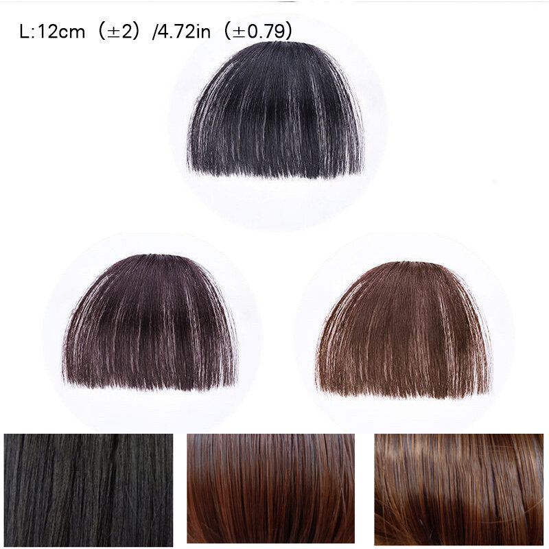 Invisible Airy Bangs on The Brow Wig Natural Short Straight Hair Extensions Flat Neat Hairpieces for Children Daily Use