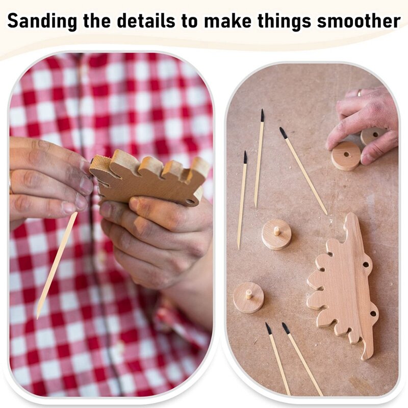 Detalhamento Fino Bastões de Lixa, 280 Grit Matchsticks, Lixar Twigs para Modelos Plásticos, Passatempo de madeira
