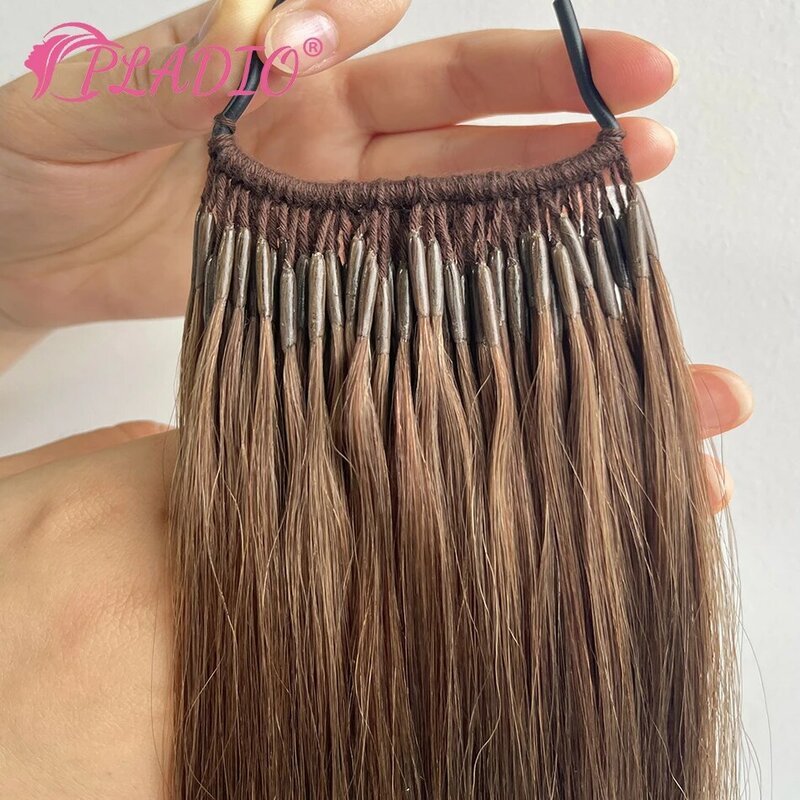 0.8g/Pcs Korea Popular Cotton String Twins I-tip Thread Hair Extensions Brazilian Keratin Remy Hair Extension for Asian Women