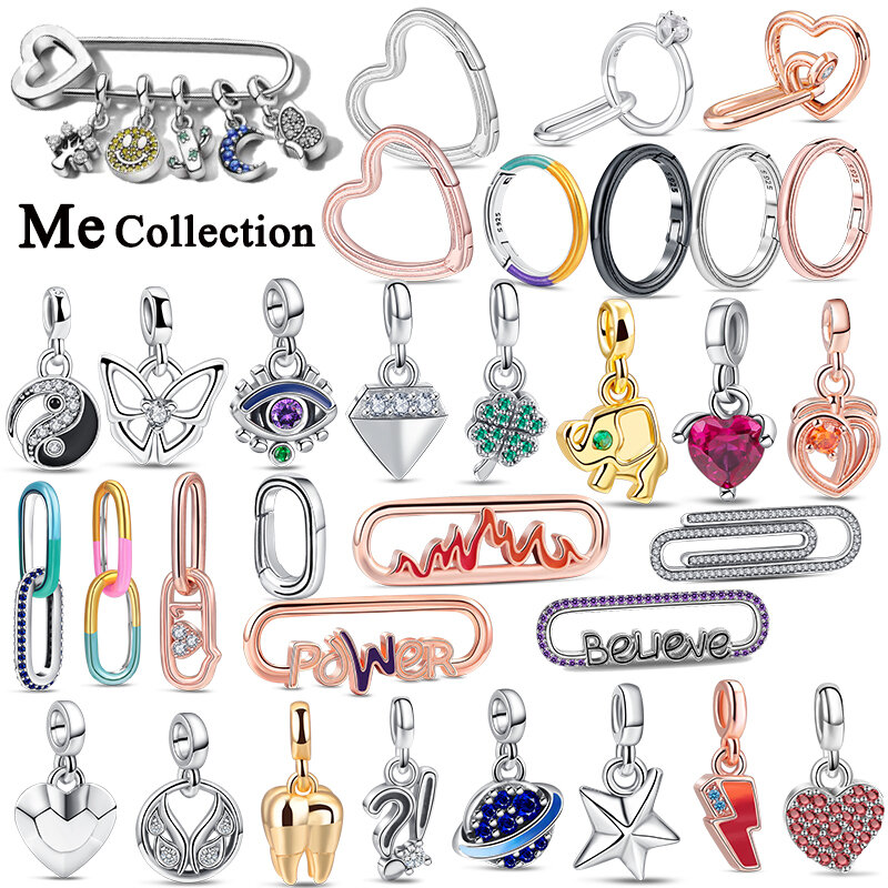 2024 925 Sterling Silver ME Series Connector Links Brooch Charms Mini Dangle Beads Fit Original Pandora ME Bracelets DIY Jewelry