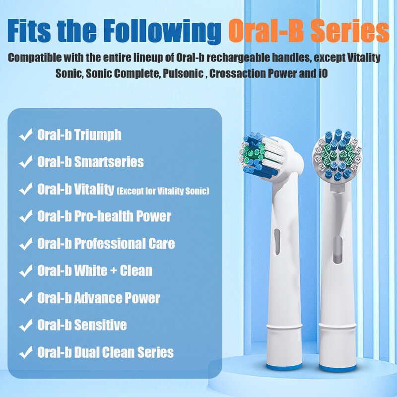 Dente elétrico escova cabeças substituição para Braun Oral B, cerdas macias, vitalidade limpeza dupla, cuidados profissionais, SmartSeries