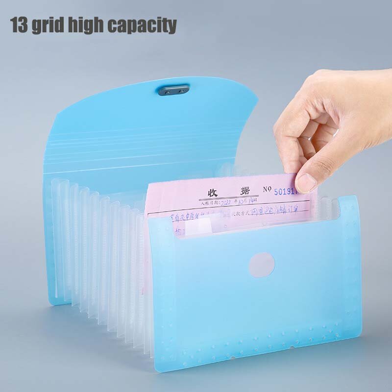 A6 Multi-layer 13 Grids Expanding File Folder Wallet Buckle Organ Bag Large Capacity School Office Data Storage Organizer Pouch
