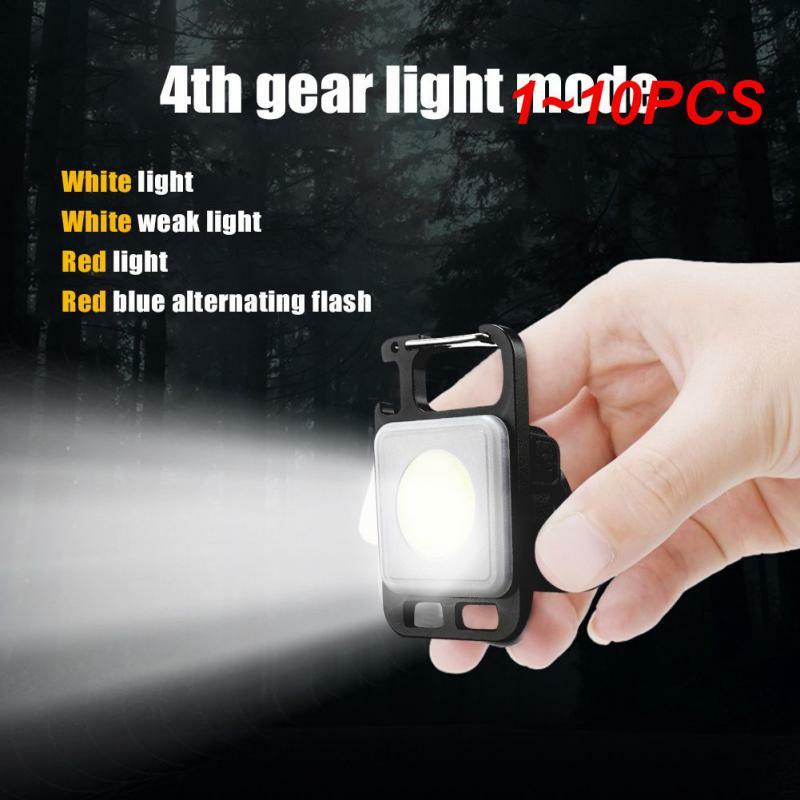 1 ~ 10 pz torcia Mini lavoro LED luce ricaricabile lampada tasca COB portachiavi torcia portatile campeggio all'aperto piccola luce