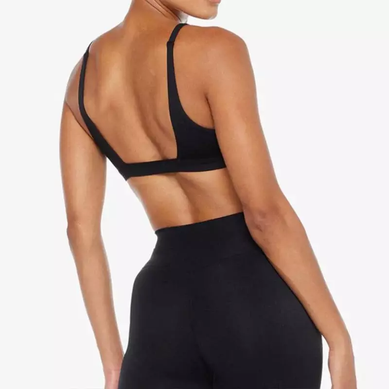 Женский тренировочный комплект, женские облегающие брюки с высокой талией, собранный противоударный комплект с бюстгальтером для йоги на спине.