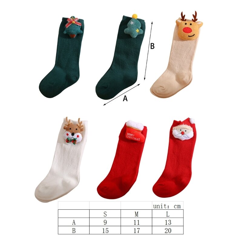 Calcetines de tubo con decoración de Santa Claus para bebé, calcetín transpirable, calcetines de algodón con dibujos
