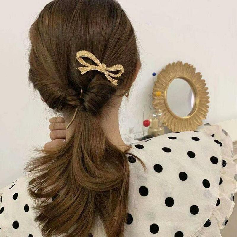 Metal Bow Hairpin para Mulheres, Clipe de Cabelo, Presilhas, Pauzinhos, Hair Forks, Noiva Hair Pins, Casamento Hair Acessório, W2I2
