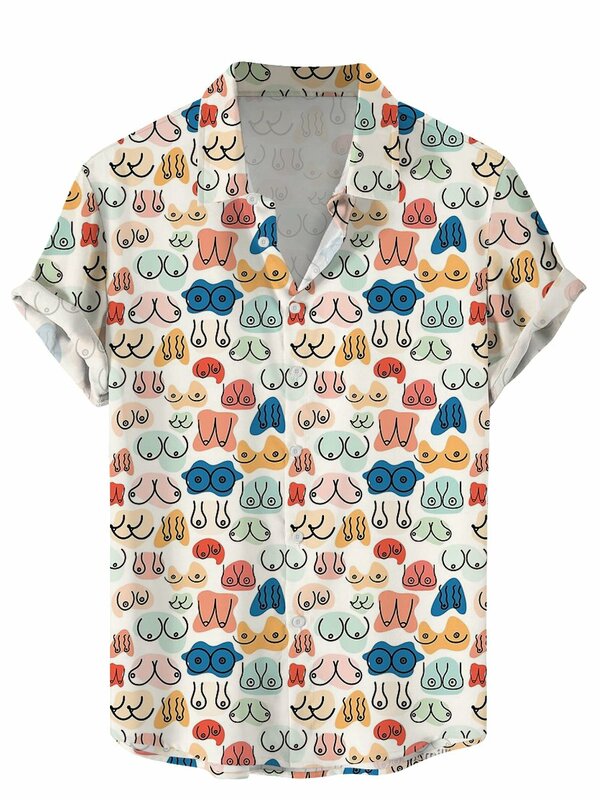 Camisa hawaiana de manga corta para hombre, camisa con estampado 3D Gráfico Artístico, ropa de calle, Tops sueltos, camisetas informales, Día de San Valentín, 2024