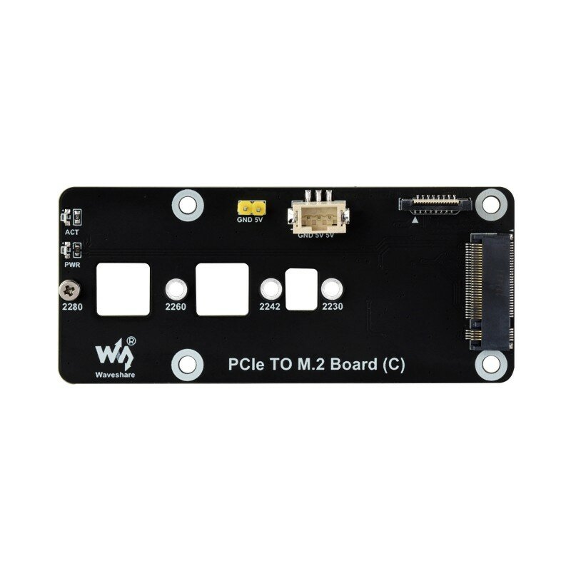 Waveshare PCIe a USB 3.2 Gen1 HAT o adattatore M.2 per unità a stato solido Pi 5 M.2 lettura/scrittura ad alta velocità + Standard