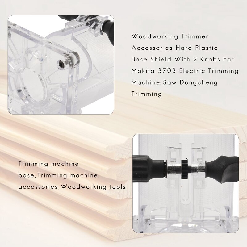 New Woodworking Trimmer Accessories Hard Plastic Base Shield With 2 Knobs For Makita 3703 Electric Trimming Machine Saw Dongchen