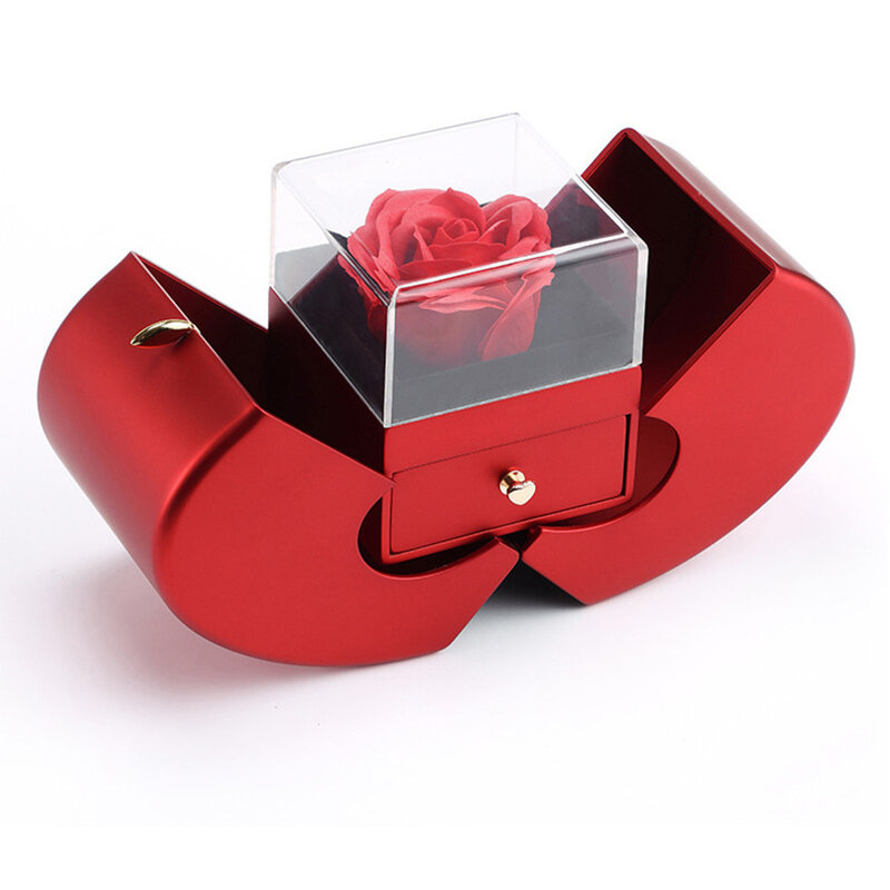 창의적인 사과 모양의 장미 보석 포장 선물 상자, 목걸이 반지 팔찌, 크리스마스 보관 보관 케이스, 발렌타인 데이 선물