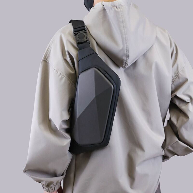 Argyle Men's Chest Bag Portable Oxford Cloth Waterproof Tote Bag Color Contrast Large Capacity Sports Shoulder Bag Outdoor