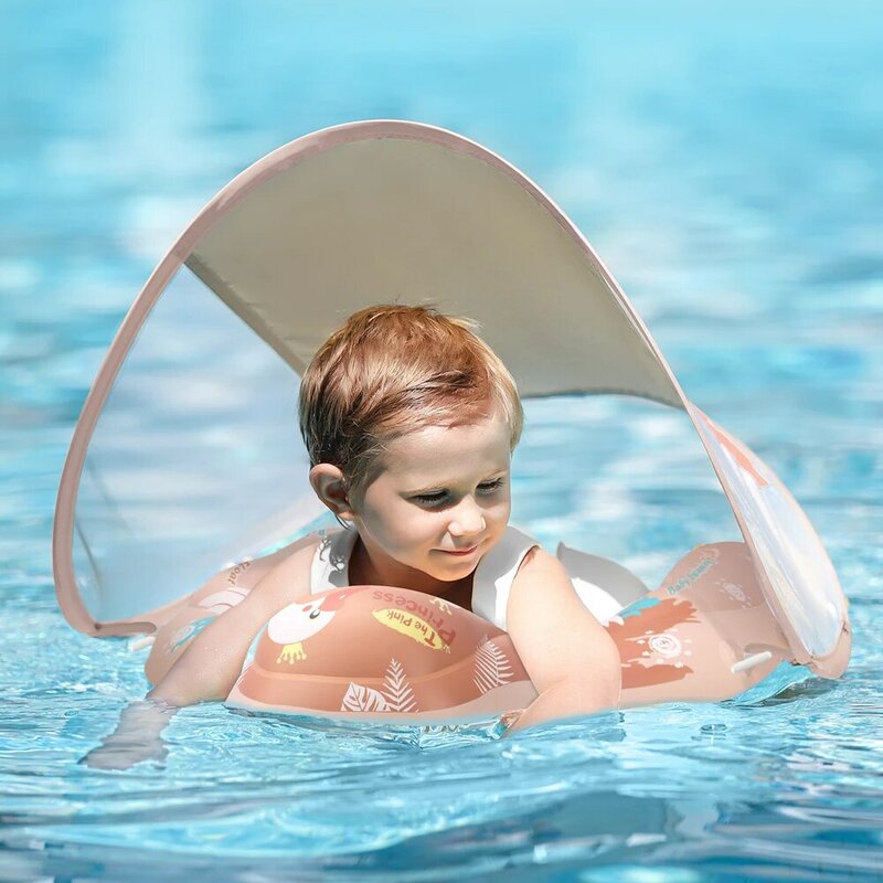 Bebê de natação float com dossel splash play inflável piscina do bebê float ring swan toys trainer de natação para meninas