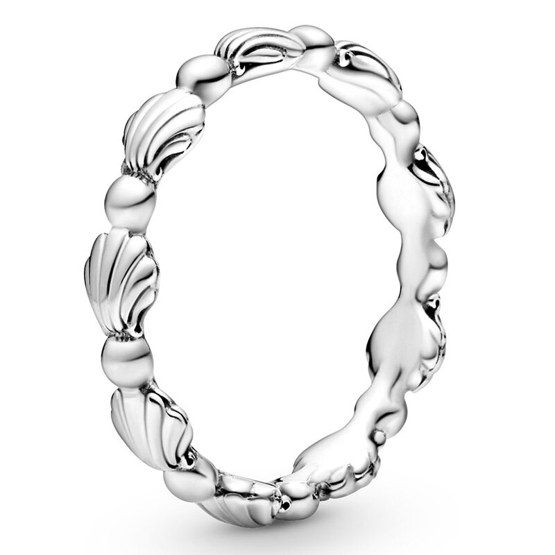 Authentieke 925 Sterling Zilveren Ring Sprankelende Kralen Zeeschelp Met Kristallen Ring Voor Vrouwen Cadeau Mode Sieraden