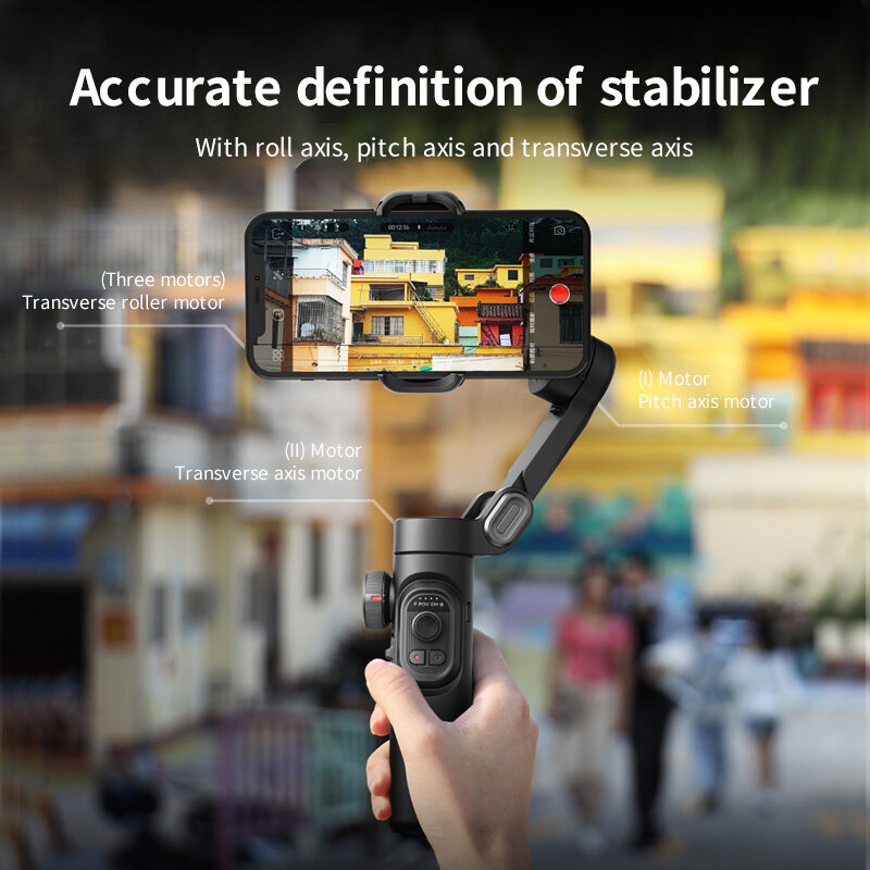 AOCHUAN 3-osiowy ręczny stabilizator Gimbal do smartfona ze światłem wypełniającym do iPhone Android Tiktok Vlog Smart XE