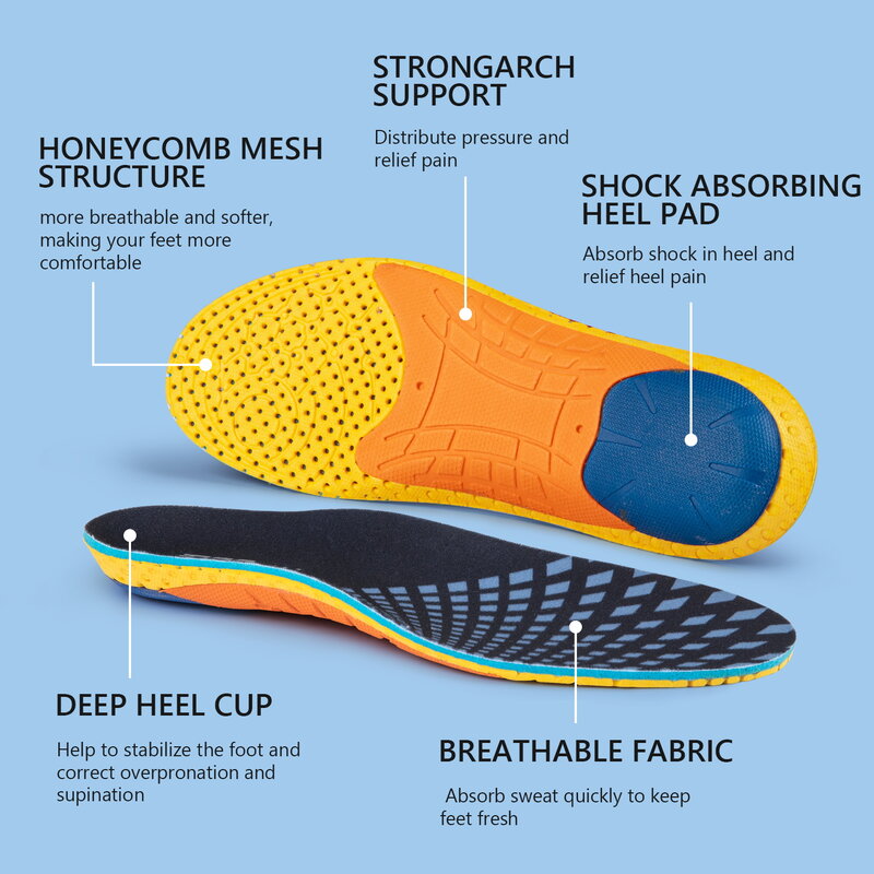 PCSsole EVA Orthopedic Insoles for Feet Arch Shoes Pad X/O Type Leg Correction Sole Support Flat Foot Sports Foot Insert Unisex