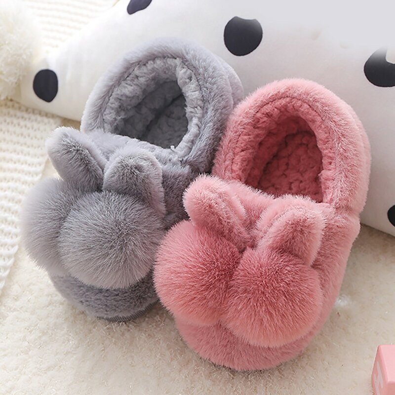 Kinder Hausschuhe für zu Hause weiche Hausschuhe Mädchen Winter warm flauschige Kaninchen Kinderschuhe Boden Baby Hausschuhe Junge Pelz Pantuflas