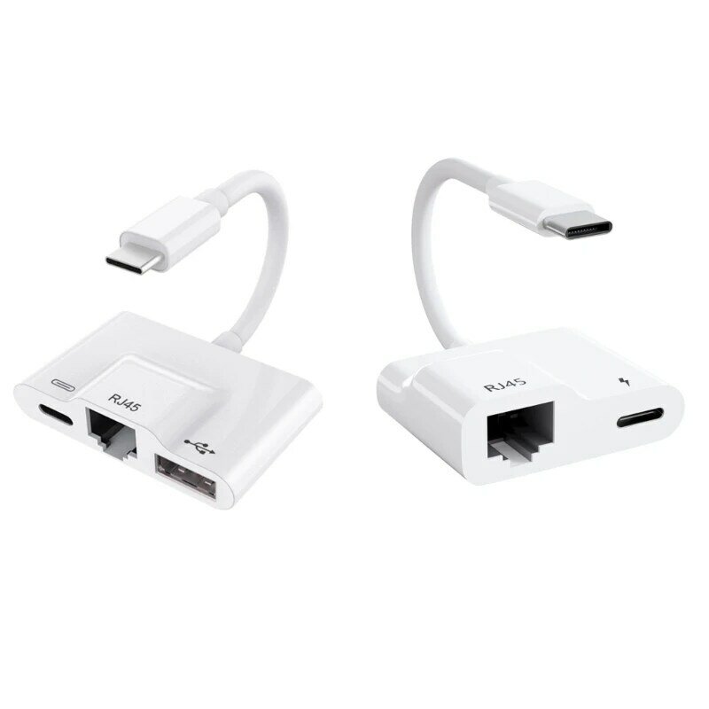 USBC to Ethernet Adapter USBC to RJ45 OTG Adapter for Thunderbolt Ethernet Adapter 60W Charger Port 10/100Mbps Ethernet