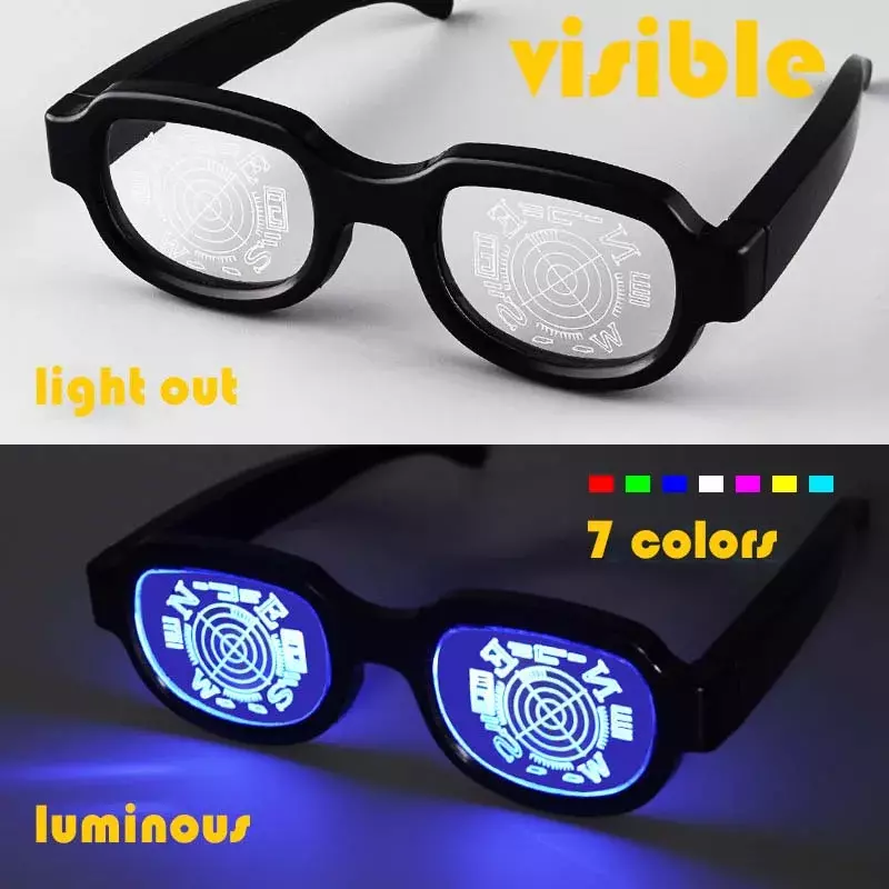 Anime japonês LED Light Luminous Glasses, Cosplay Eyewear, KTV Bar Óculos De Sol, Detective Conan Gift, Festa de Carnaval Prop