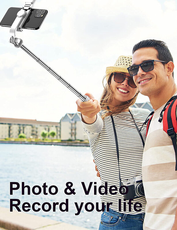 ไร้สายบลูทูธ Selfie Stick แบบพกพาขาตั้งกล้องเติมชัตเตอร์รีโมทคอนโทรลสำหรับ Android iPhone Smartphone
