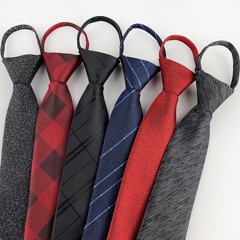 Gravata laços masculinos 8cm gravata zíper preguiçoso fácil puxar gravatas presentes acessórios de escritório
