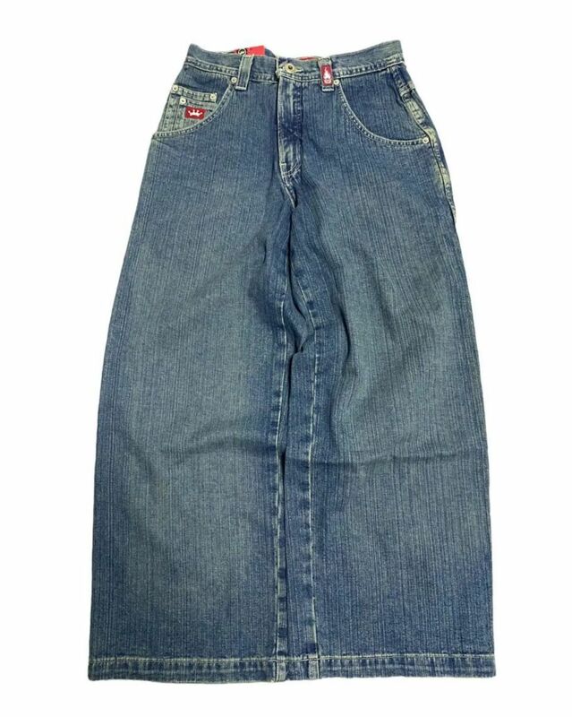 Vintage Harajuku Hip Hop JNCO Jeans nowy Y2K haftowany workowate dżinsy spodnie dżinsowe męskie damskie szerokie spodnie z wysokim stanem