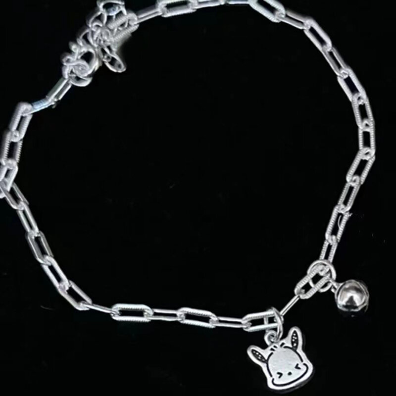 Anime Sanrio Pochacco Bracelet Cute Cartoon Silver Color Chain Bracelet Sweet Jewelry Gift For Women Girls