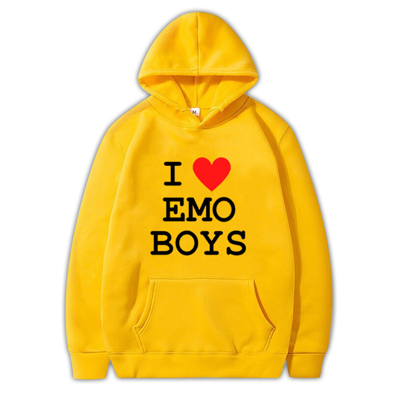 Sweat-shirt imprimé drôle I Love Emo pour hommes et femmes, sweats à capuche pour garçons, lettre de mode populaire des années 2000, streetwear unisexe, vêtements d'automne