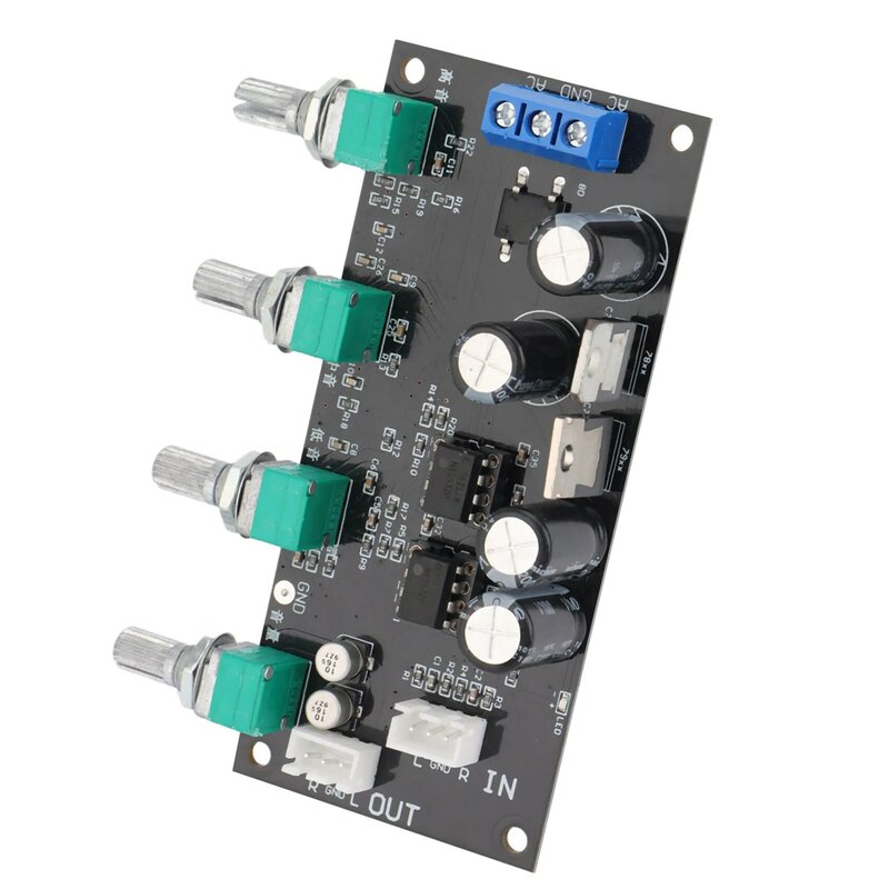 Placa de preamplificador de tono NE5532, preamplificador de ajuste de Control de volumen de rango medio de graves triples, versión fija