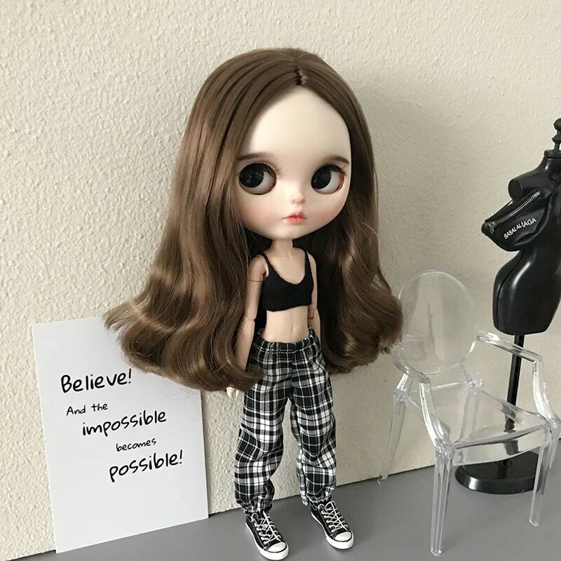 DLBell New Arrival Blythe Doll Vintage Crop Top and Pants Deep V Neck Underwear Sexy Tanks Vest for Blyth Azone Licca OB24 Dolls
