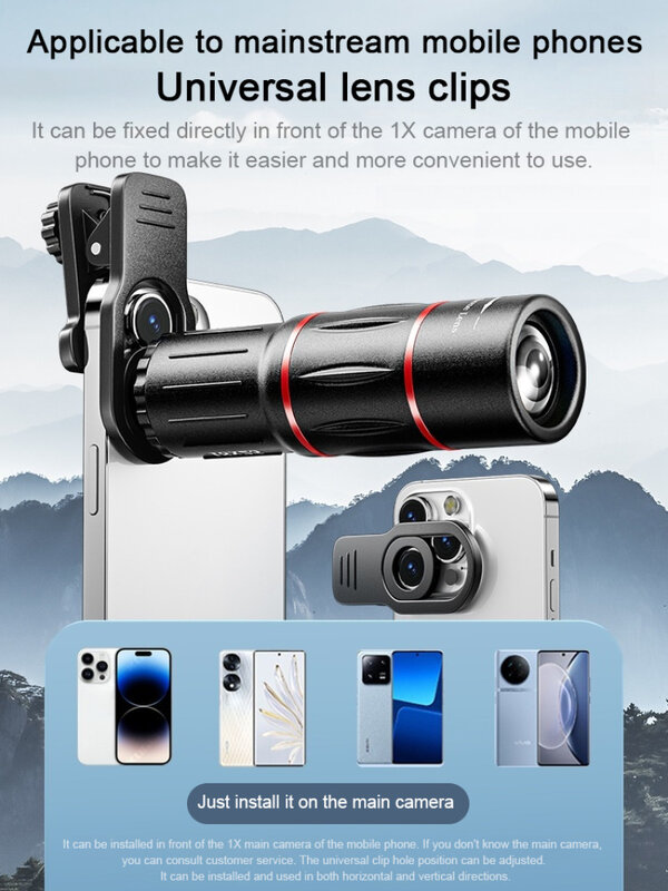 18x25 Telescope Outdoor portable Mobile phone telescope HD telephoto external lens Highpower Zoom Effects Magnifier for concerts