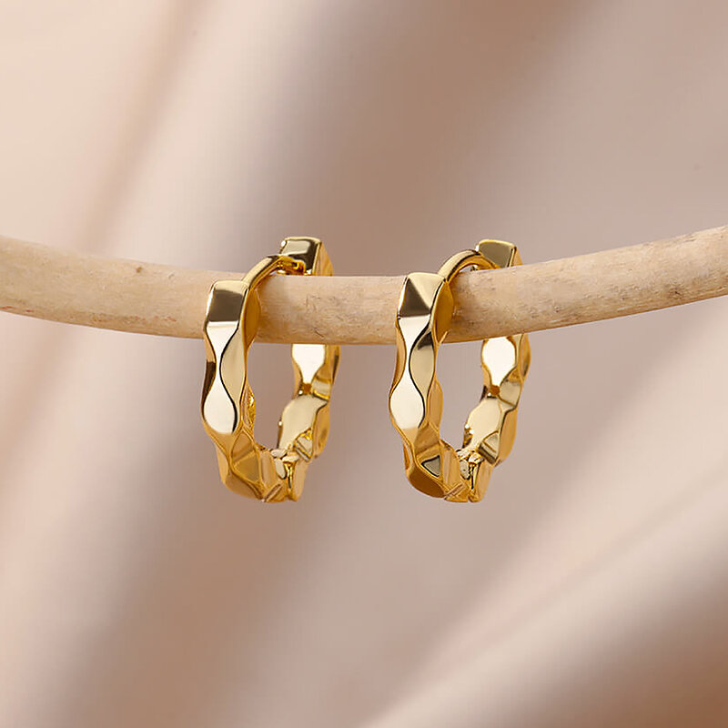 Elegante Runde Ohrringe für Frauen Mädchen Luxus Edelstahl Hoop Ohrringe Vintage Hochzeit Engagement Ästhetischen Jewerly aretes