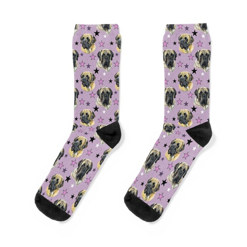 Unisex Inglês Mastiff Pink Socks, Anime Crazy Socks, homens e mulheres