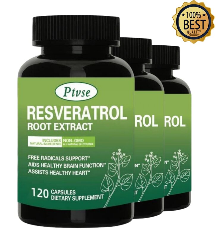 Ptvse resveratrol complex สนับสนุนสุขภาพหัวใจและหลอดเลือดปกป้องหลอดเลือดเพิ่มระบบภูมิคุ้มกันส่งเสริมผิวเรียบเนียน