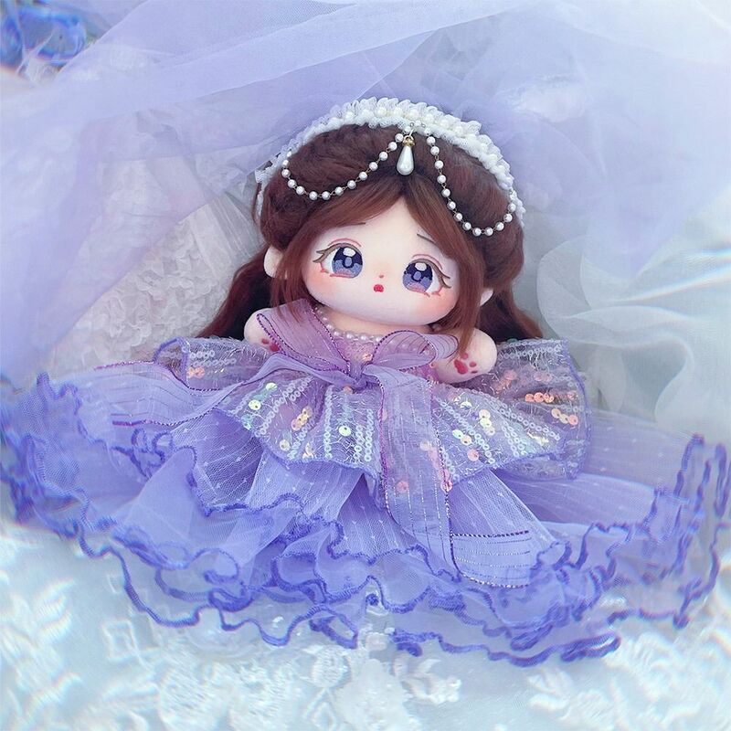 20CM vestiti per bambole accessori per bambole blu viola abbigliamento formale in miniatura copricapo che cambia vestito gioco Mini abito cerimoniale