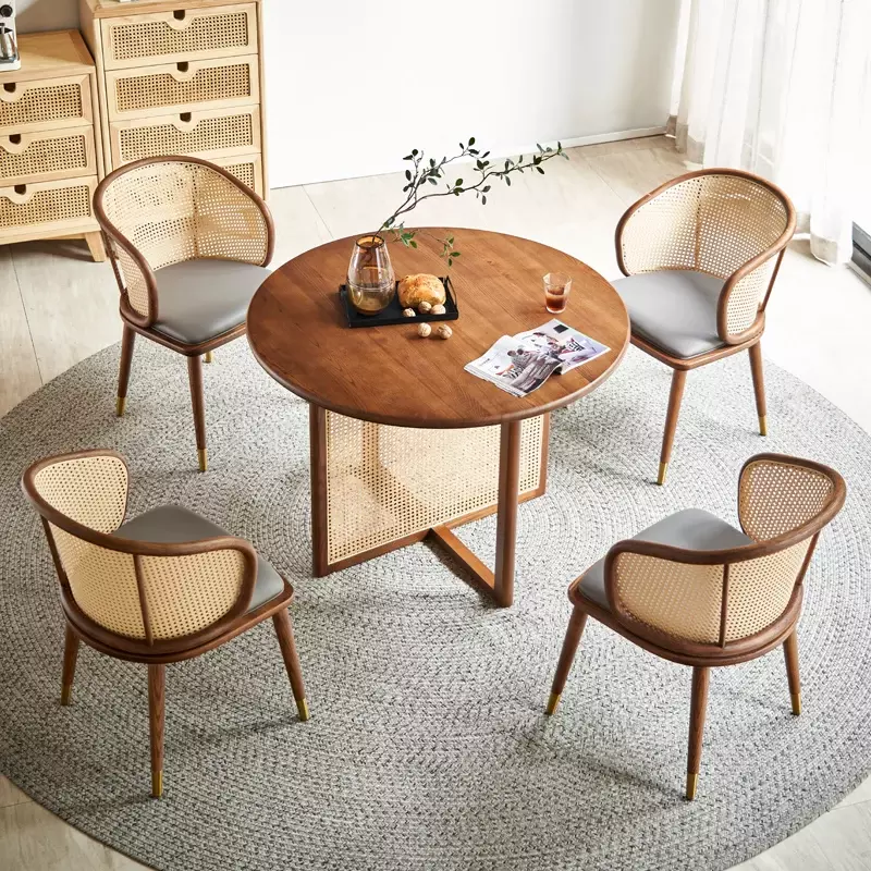 ชุดโต๊ะกาแฟในห้องนั่งเล่นทำจากไม้แนววินเทจสไตล์นอร์ดิกคอนโซลสำหรับร้านอาหารดีไซน์โต๊ะทานอาหารทรงกลม perabot rumah koffeubelen